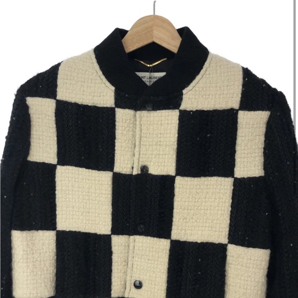 SAINT LAURENT  Baseball Jacket in Black and White Tweed - size 34 or XS - Picture 4 of 5